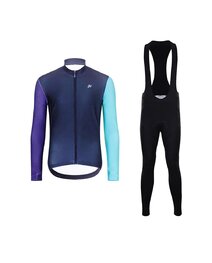 HOLOKOLO Langarm Radtrikot und Hose - PERFORMANCE WINTER - Schwarz/Lila/Grün