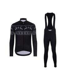 HOLOKOLO Langarm Radtrikot und Hose - FROSTTRAIL WINTER - Schwarz