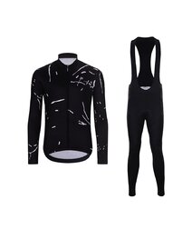 HOLOKOLO Langarm Radtrikot und Hose - PASSION WINTER - Weiß/Schwarz