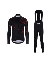 HOLOKOLO Langarm Radtrikot und Hose - PASSION WINTER - Schwarz/Rot