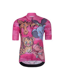 HOLOKOLO Kurzarm Radtrikot und Shorts - SAFARI - Schwarz/Rosa/mehrfarbig