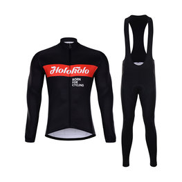 HOLOKOLO Radtrikot und Hose für den Winter - OBSIDIAN WINTER - Schwarz/Rot