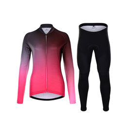HOLOKOLO Radtrikot und Hose für den Winter - DAZZLE LADY WINTER - Rosa/Schwarz