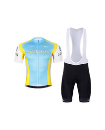 BONAVELO Kurzarm Radtrikot und Shorts - ASTANA - Schwarz/Blau/Gelb