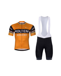 BONAVELO Kurzarm Radtrikot und Shorts - MOLTENI ARCORE - Orange/Schwarz