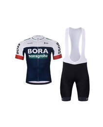 BONAVELO Kurzarm Radtrikot und Shorts - BORA 2025 - Blau/Weiß/Schwarz