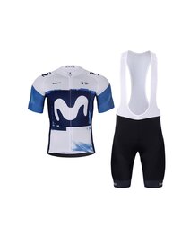 BONAVELO Kurzarm Radtrikot und Shorts - MOVISTAR 2025 - Weiß/Blau/Schwarz