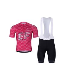 BONAVELO Kurzarm Radtrikot und Shorts - EDUCATION FIRST 2025 - Rosa/Schwarz