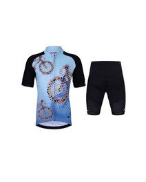 HOLOKOLO Kurzarm Radtrikot und Shorts - RIDERS KIDS - Schwarz/Blau/mehrfarbig