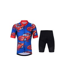 HOLOKOLO Kurzarm Radtrikot und Shorts - CARS - Rot/Schwarz/Blau