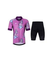 HOLOKOLO Kurzarm Radtrikot und Shorts - UNICORNS - Lila/Schwarz