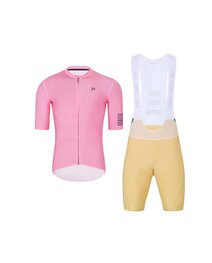 HOLOKOLO Kurzarm Radtrikot und Shorts - VICTORIOUS - Beige/Rosa