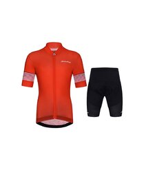 HOLOKOLO Kurzarm Radtrikot und Shorts - FLOW JUNIOR - Schwarz/Rot