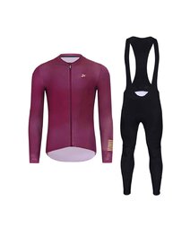 HOLOKOLO Langarm Radtrikot und Hose - VICTORIOUS GOLD - bordeaux/Schwarz