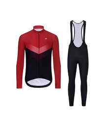 HOLOKOLO Langarm Radtrikot und Hose - ARROW WINTER - Rot/Schwarz