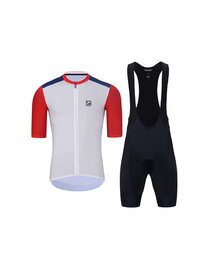 HOLOKOLO Kurzarm Radtrikot und Shorts - Set - Schwarz/Weiß/Blau