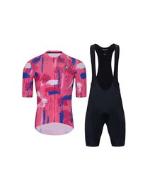 HOLOKOLO Kurzarm Radtrikot und Shorts - Set - Blau/Schwarz/Rosa