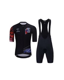 HOLOKOLO Kurzarm Radtrikot und Shorts - SKETCH  - Rot/Schwarz