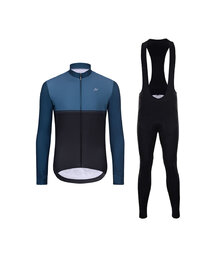 HOLOKOLO Fahrradjacke und Hose für den Winter - STRIPES WINTER - Schwarz/Blau