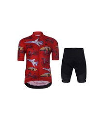 HOLOKOLO Kurzarm Radtrikot und Shorts - SPEED - Schwarz/Rot/mehrfarbig