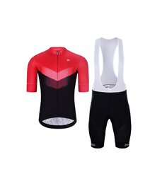 HOLOKOLO Kurzarm Radtrikot und Shorts - ARROW II - Rot/Schwarz