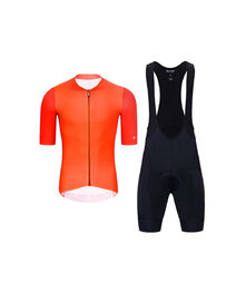 HOLOKOLO Kurzarm Radtrikot und Shorts - PERFORMANCE - Orange/Schwarz