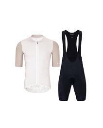 HOLOKOLO Kurzarm Radtrikot und Shorts - PERFORMANCE - Schwarz/Beige