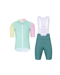 HOLOKOLO Kurzarm Radtrikot und Shorts - PERFORMANCE - Rosa/Grün