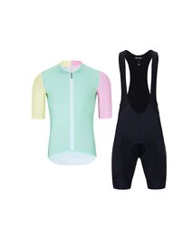 HOLOKOLO Kurzarm Radtrikot und Shorts - PERFORMANCE - Rosa/Grün