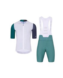 HOLOKOLO Kurzarm Radtrikot und Shorts - PERFORMANCE - Lila/Weiß/Grün