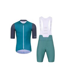 HOLOKOLO Kurzarm Radtrikot und Shorts - PERFORMANCE - Lila/Grün