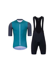 HOLOKOLO Kurzarm Radtrikot und Shorts - PERFORMANCE - Grün/Lila