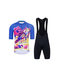 HOLOKOLO Kurzarm Radtrikot und Shorts - VOYAGE - mehrfarbig/Blau