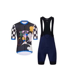HOLOKOLO Kurzarm Radtrikot und Shorts - RAPID - mehrfarbig/Schwarz/Blau