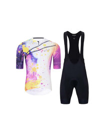 HOLOKOLO Kurzarm Radtrikot und Shorts - SPLASH - Grau/Lila