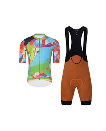 HOLOKOLO Kurzarm Radtrikot und Shorts - DEER - Grün/mehrfarbig/Braun