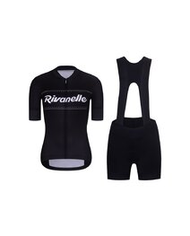 RIVANELLE Kurzarm Radtrikot und Shorts - GEAR UP  - Weiß/Schwarz