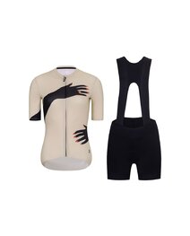 RIVANELLE Kurzarm Radtrikot und Shorts - HANDS LADY  - Schwarz/Beige