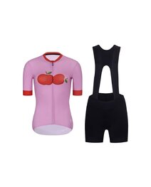 RIVANELLE Kurzarm Radtrikot und Shorts - FRUIT LADY  - Rosa/Rot/Schwarz