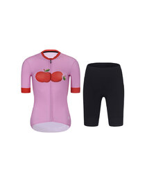 RIVANELLE Kurzarm Radtrikot und Shorts - FRUIT LADY - Rot/Schwarz/Rosa