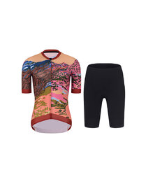 RIVANELLE Kurzarm Radtrikot und Shorts - FREE ELITE LADY - mehrfarbig/Schwarz/Orange