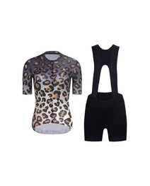 RIVANELLE Kurzarm Radtrikot und Shorts - WILDCAT  - Braun/Schwarz
