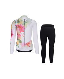 RIVANELLE Fahrradjacke und Hose für den Winter - FLOWERY WINTER - mehrfarbig/Schwarz