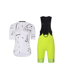 RIVANELLE Kurzarm Radtrikot und Shorts - PASSION - Weiß/Gelb/Schwarz