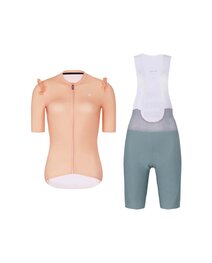RIVANELLE Kurzarm Radtrikot und Shorts - ROMANCE - Orange/Rosa/Grün