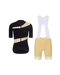 RIVANELLE Kurzarm Radtrikot und Shorts - GLAMOR - Beige/Schwarz