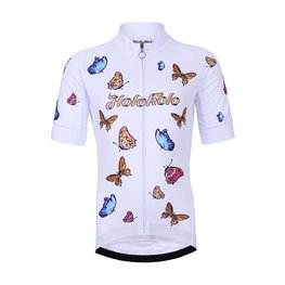 HOLOKOLO Kurzarm Fahrradtrikot - BUTTERFLIES KIDS - Weiß/mehrfarbig