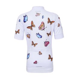 HOLOKOLO Kurzarm Fahrradtrikot - BUTTERFLIES KIDS - Weiß/mehrfarbig