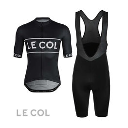 LE COL Kurzarm Radtrikot und Shorts - LE COLSPORT LOGO + S - Schwarz