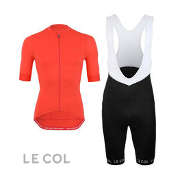 LE COL Kurzarm Radtrikot und Shorts - PRO ECO - Orange/Schwarz